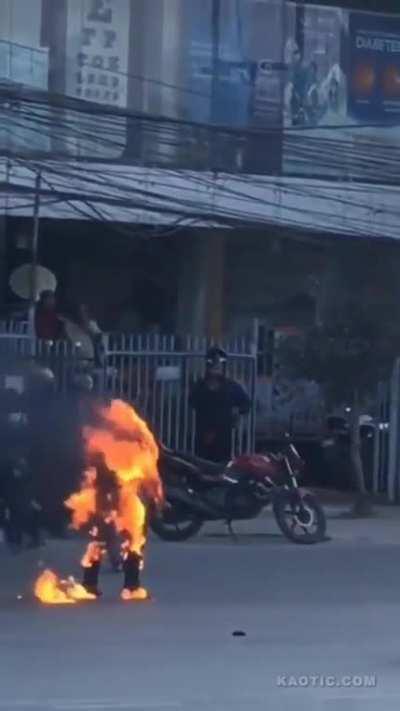 Protestor sets himself on fire in Nepal 🔥