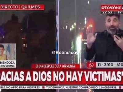 Mayra Mendoza, insultando a un periodista de Crónica TV por mostrar las inundaciones en La Matanza y amenazándolo de sacarle la pauta.