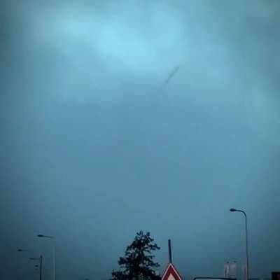 Wind turbine in the fog