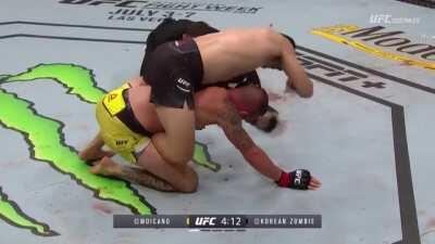 The Korean Zombie TKO's Moicano with a slick 1-2 punch. Zombie fights Brian Ortega next week for the next featherweight title shot.