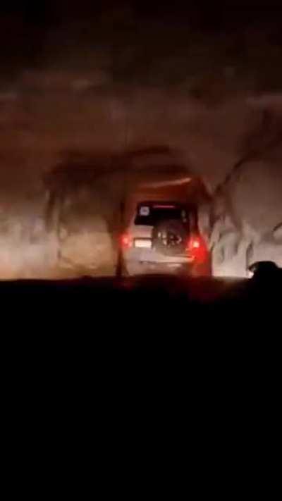 Driving through a tunnel inside a cave