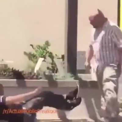 Dude did not even put his groceries down