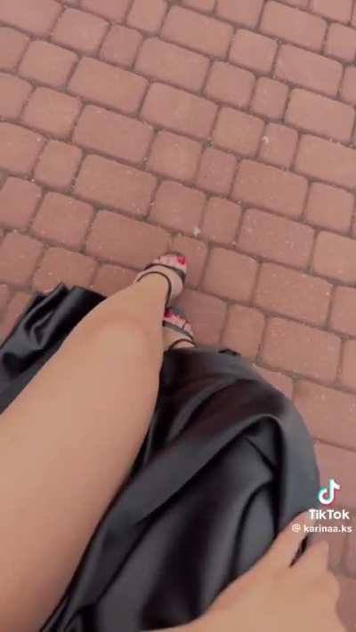 @karinaa.ks live now I haven't seen her show feet often and she's got one sock on and one sock off