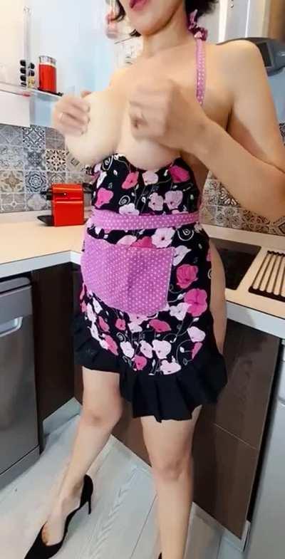 Waiting for my hubby, I rub my boobs..