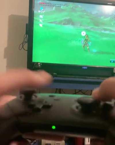 Here's a little trick you can do in BotW. If you spin the left stick in a circle and attack right after you can do a spin attack.