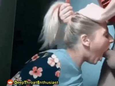 A girl next door likes is hard in the throat