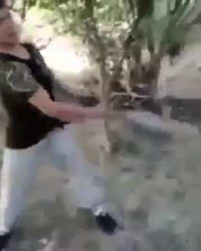 Guy Throws Old Mortar Bomb, Blows Up