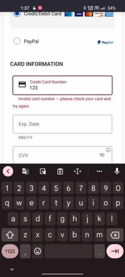 Lowes' credit card input field won without trying