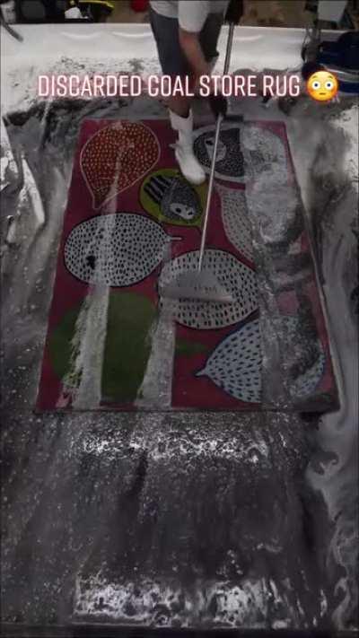 Cleaning a filthy rug