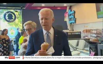 Dark Brandon has a few comments about truss, while eating ice cream