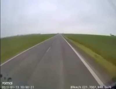 Audi head on collision with a truck today in Slovakia