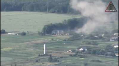 The Ukrainian kraken unit shelling Russian positions near Kharkiv (music from source)