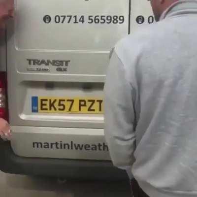 Guy get covered in paint