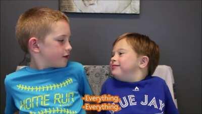 Brothers and Down Syndrome. I couldn't stop smiling!