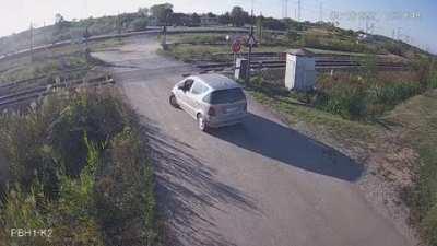 While driving around a railway gate