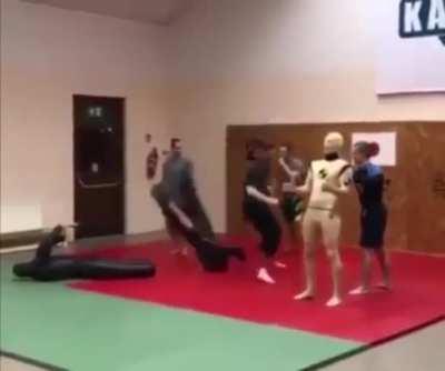 In Soviet Russia, self defense dummy attacks YOU.