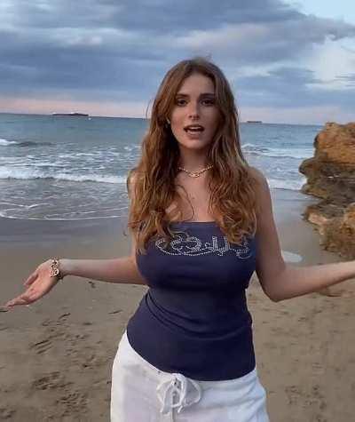 Redhead at the beach