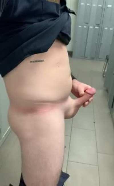 Jerking off in locker room at work