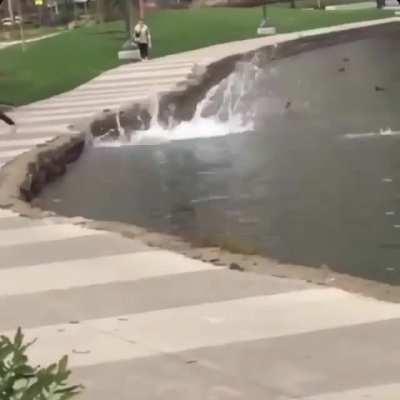 Teens push man in lake