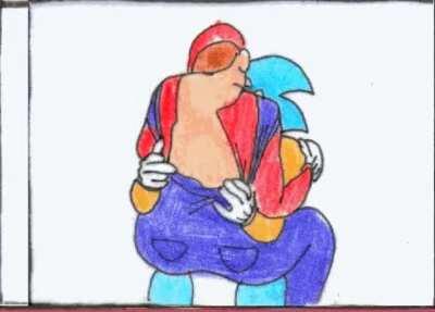 Sonic x Mario Making Out Flipbook GIF