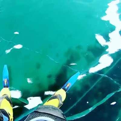 Ice cracking on Russia's Lake Baikal, the world's deepest lake