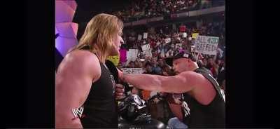 Stone Cold makes an announcement and HHH and Lawler have the same reaction