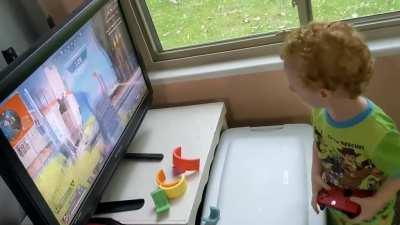 My 4 year old son clutching a win in pubs.