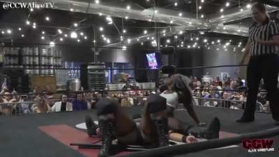 Nikki Blackheart viciously kicked between the legs by Ruthie Jay