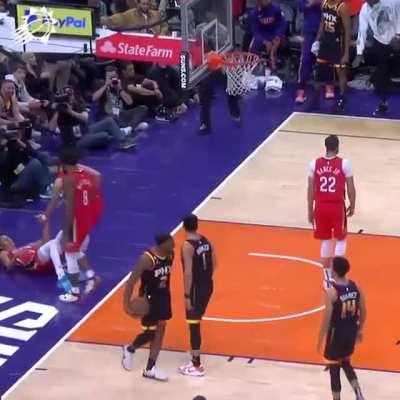 Book with the and-one, followed by the stare down