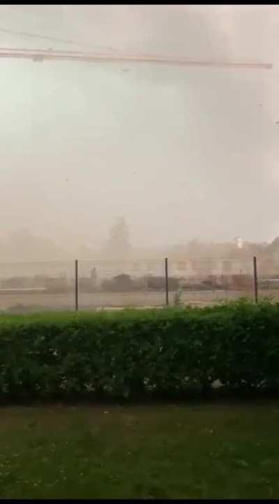 Crane falling due to wind