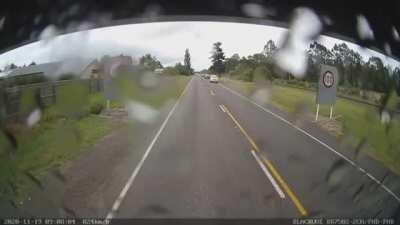 Driver Pulls Out In Front Of Truck.