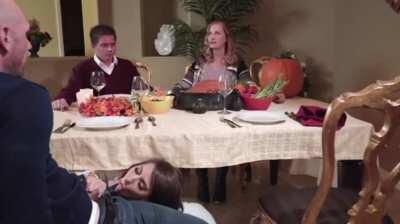 Madison dropped a fork and found a cock