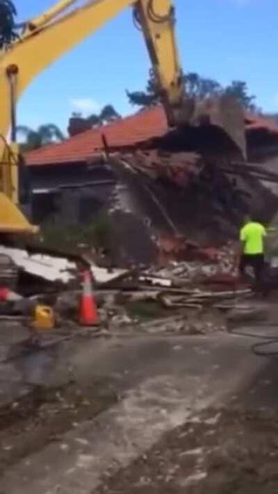 A little more and he could have been crushed.