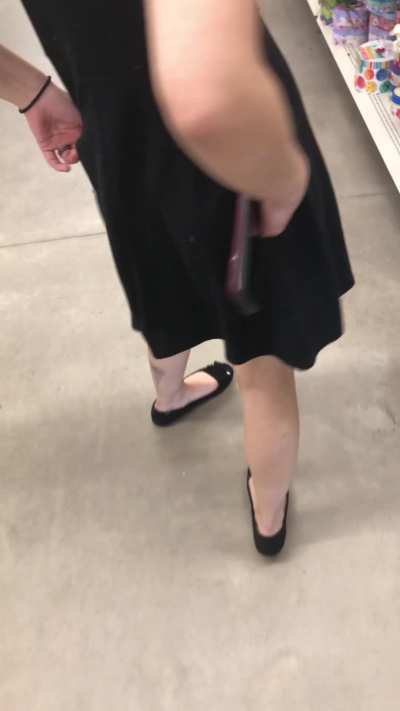 Flashing under my dress and striping my panties off at the store