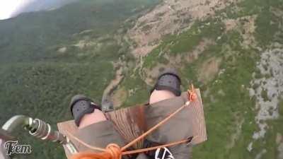 Super sketchy zipline ride to get to drop point