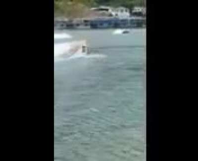 That's why we wear helmets. 8 year old hits the jump..... with his head 😆