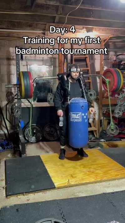 What kinda badminton is he playing 😭