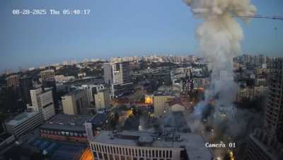 Russian Missile attack on British council building and other residential buildings in center of Kyiv (August 28)