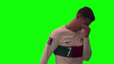 [GREEN SCREEN] Cristiano Ronaldo crying after Portugal loses to Morocco in the World Cup