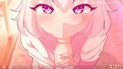 Maintaining eye contact while she sucking a dick