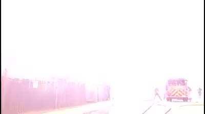 Firefighters attempt to put out a magnesium fire