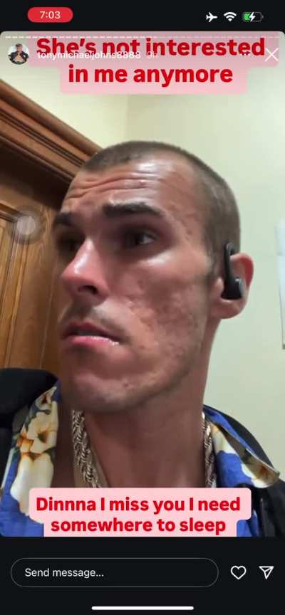 Tony Johns at 3am knocking on and ex girlfriend of his from years back looking to see if he could sleep on her couch .Then shoots a video outside her door .. workers working ..