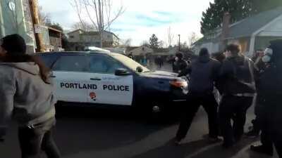 Peaceful protestors in Portland.