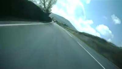 Isle of Mann TT Helmet Cam. I would have died on the first turn.