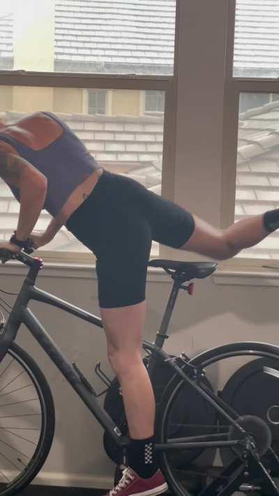 Stationary bike is perfect for flashing [F]