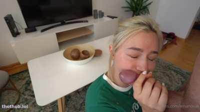 Alice swallows a creamy load