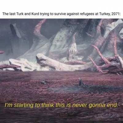 The last Turk and Kurd trying to survive against refugees at Turkey, 2071