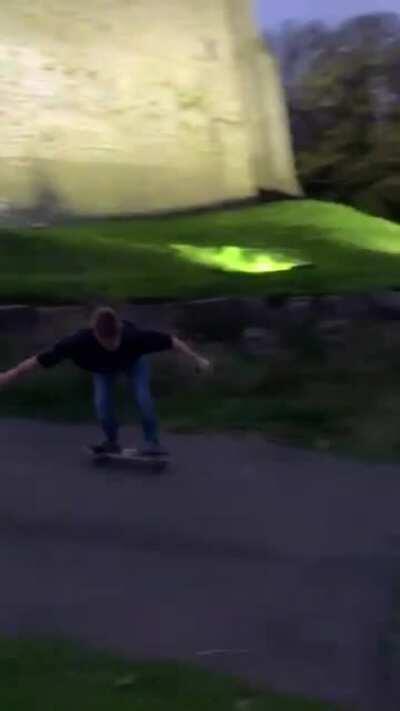 My first attempt at skating down a decent slope with a turn on a penny board