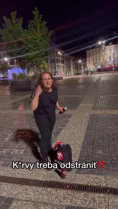 Vyjadrenie sčítanej pani s Martinus taškou pri prezidentskom paláci: