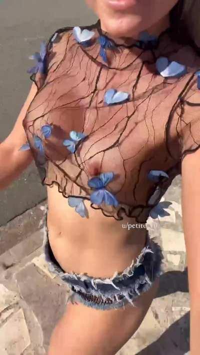 Topless walk through the streets